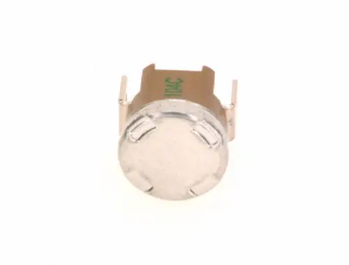 Bosch Temperaturbegrenzer, zylindrische Bauform mit Metallbasis und seitlichen Anschlussklammern, auf hellem Hintergrund abgebildet.